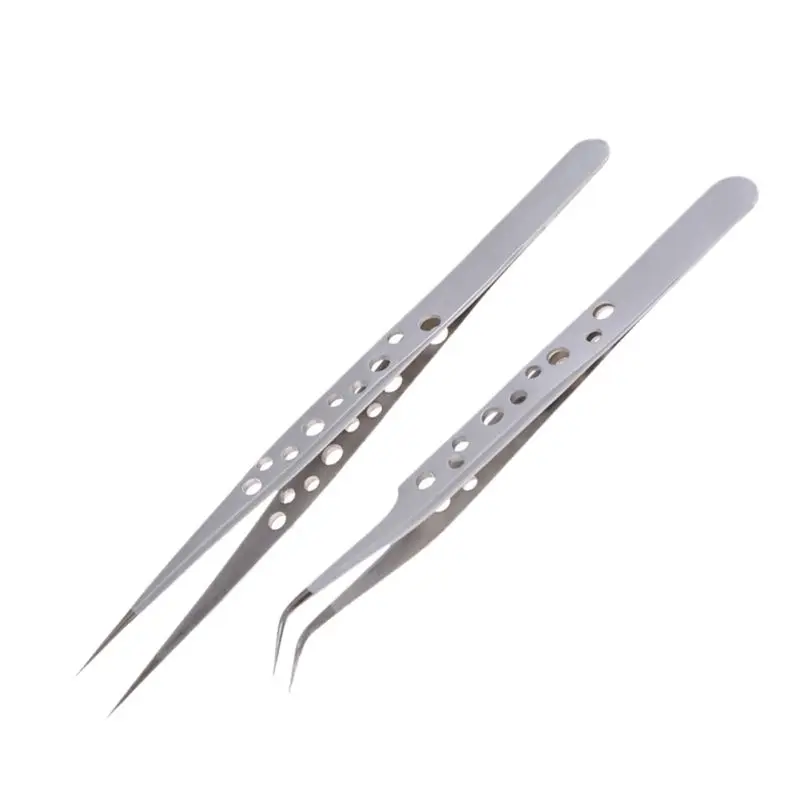 Electronics Industrial Tweezers Anti-static Curved Straight Tip Precision Stainless Forceps Phone Repair Hand Tools Sets