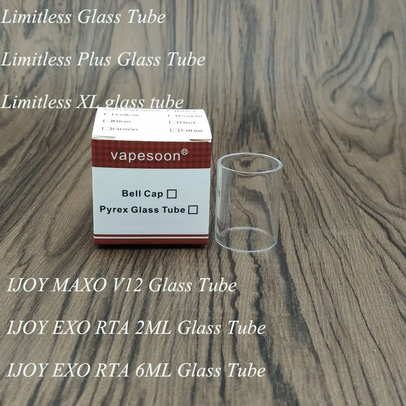 Запасная стеклянная трубка VapeSoon для IJOY Limitless Plus XL MAXO V12 EXO RTA 2 мл 6 прозрачная