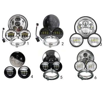 

7inch Round LED Headlight+2PCS 4.5inch LED Passing Light Conversion Kit for Ultra Classic Electra Street Glide