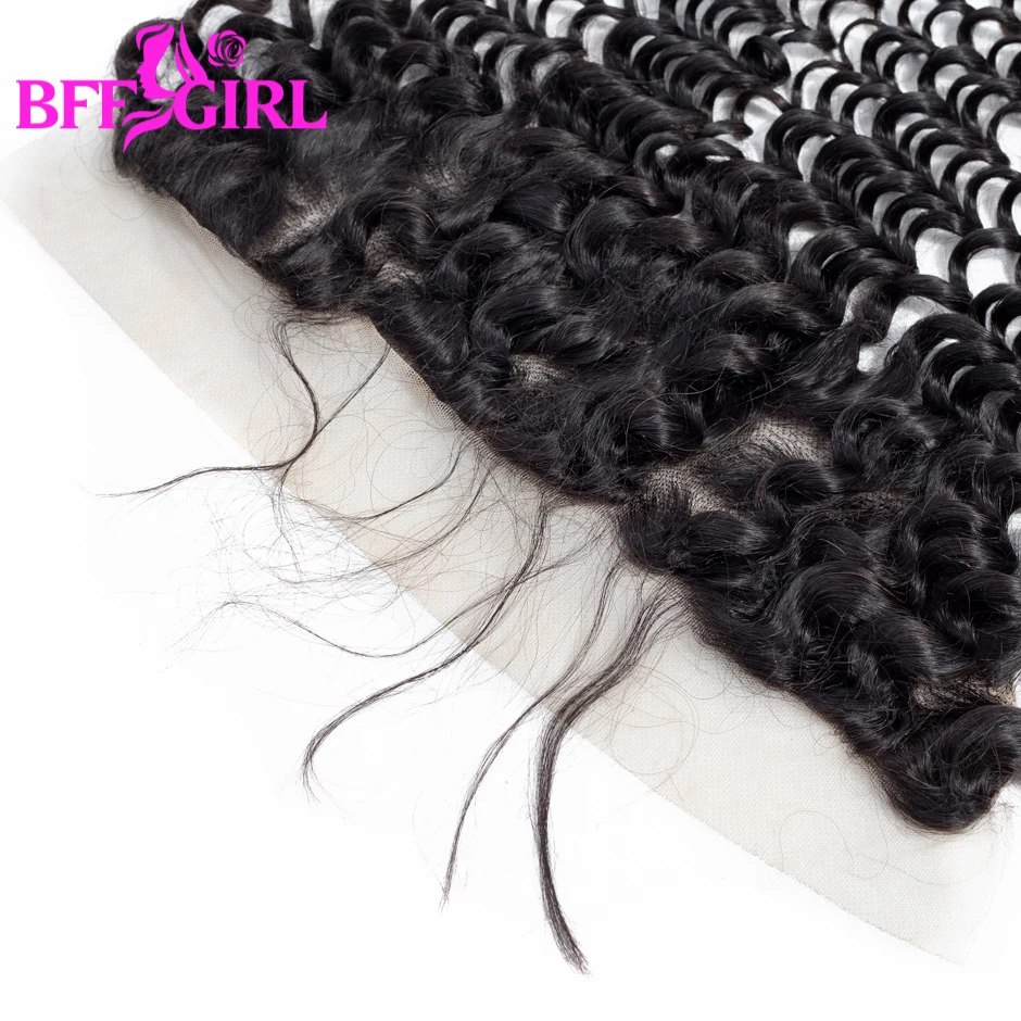 BFF GIRL Deep Wave Frontal 100% Remy Human Hair Frontal Closure Ear to Ear 13*4 Lace Closure With Baby Hair Natural Color Hair