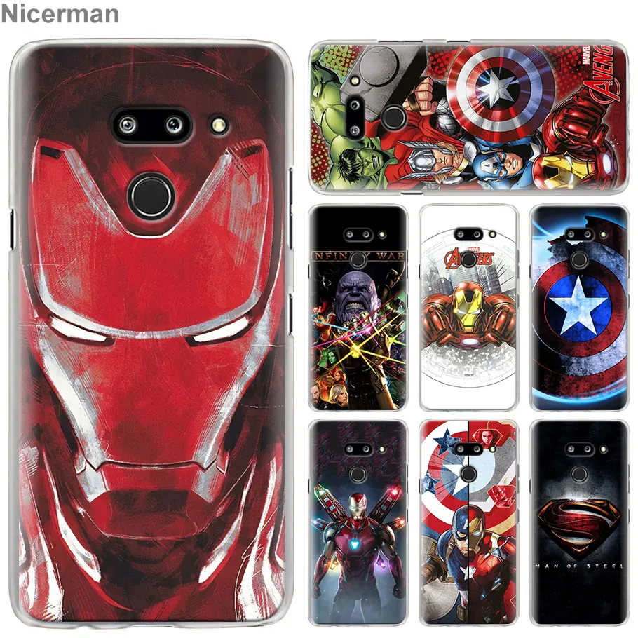 

Phone Case for LG G6 G7 Plus G8 ThinQ V40 V50 ThinQ Hard PC Cover Marvel Avengers Iron Man Captain America Case Coque Capa
