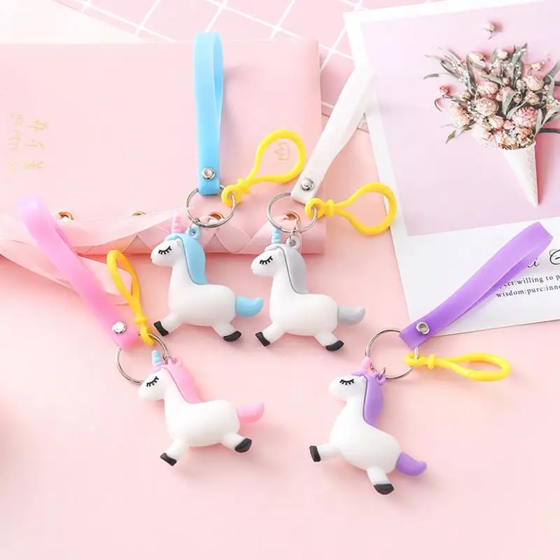 

1 pcs Creative Kawaii Animal horse Unicorn pvc Pendant Cute Cartoon Car KeyChain Accessories action figure toys