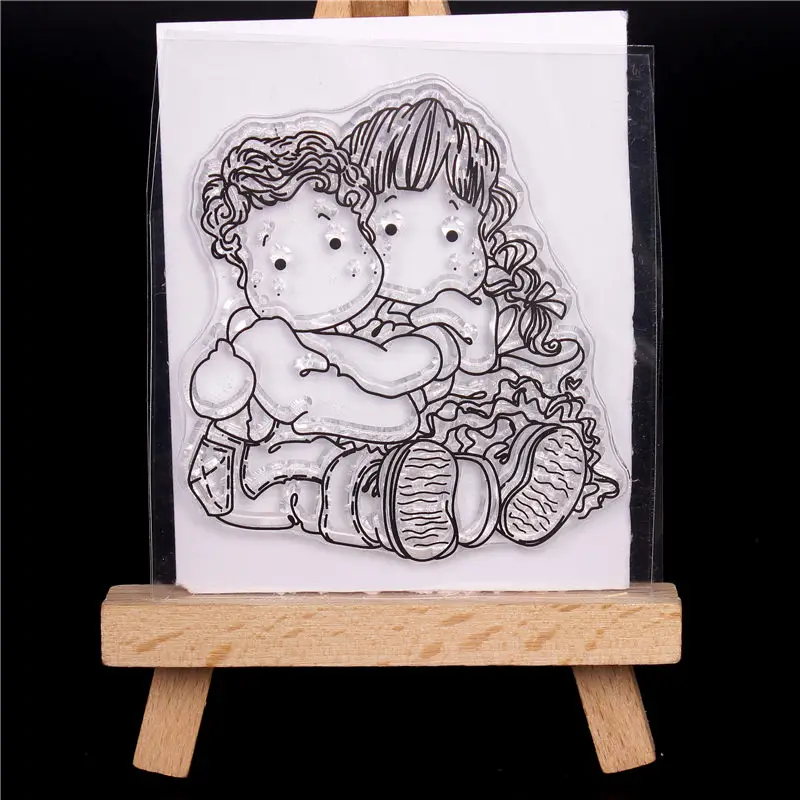 

Clear stamps and cutting dies for Scrapbooking Tampons Transparents Seal Background Card Making Diy Cartoon girl and boy 3