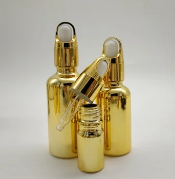 

10ml Shine Gold Glass Essential Oil Bottles Vial Glass Dropper Bottle With Basket Cap Cosmetic Glass Dropper Pipette Container