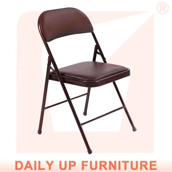 Black PU Padded Folding Chair Leisure Metal Foldable Chair Lobby