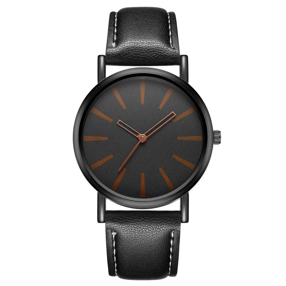 2018 Men Watch Waterproof Fashion Sport Stainless Steel Case Leather 