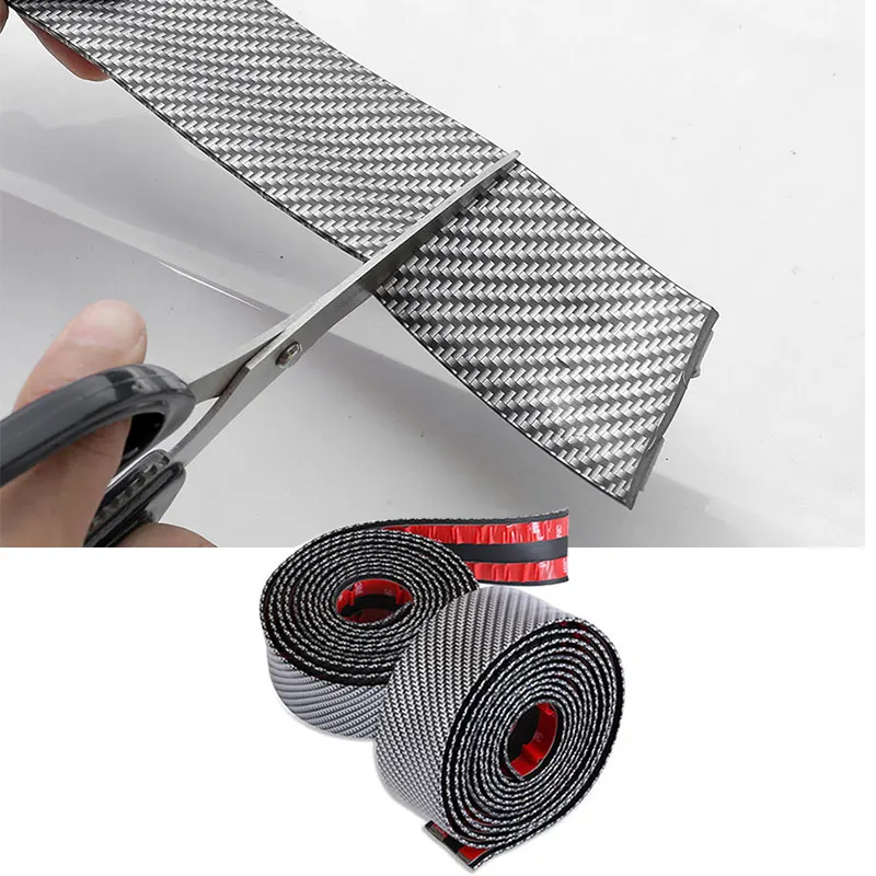 

Carbon Fiber Rubber Soft Black Bumper Strip DIY Door Sill Protector Edge Guard for Toyota Honda Volvo Subaru Ferrari car sticker