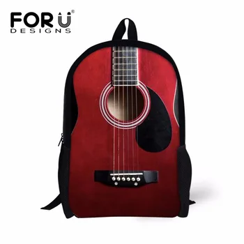 

FORUDESIGNS 3D Unique Guitar Printing School Backpacks for Children Fashion Women Men Casual Backpack Student Mochila Rucksack