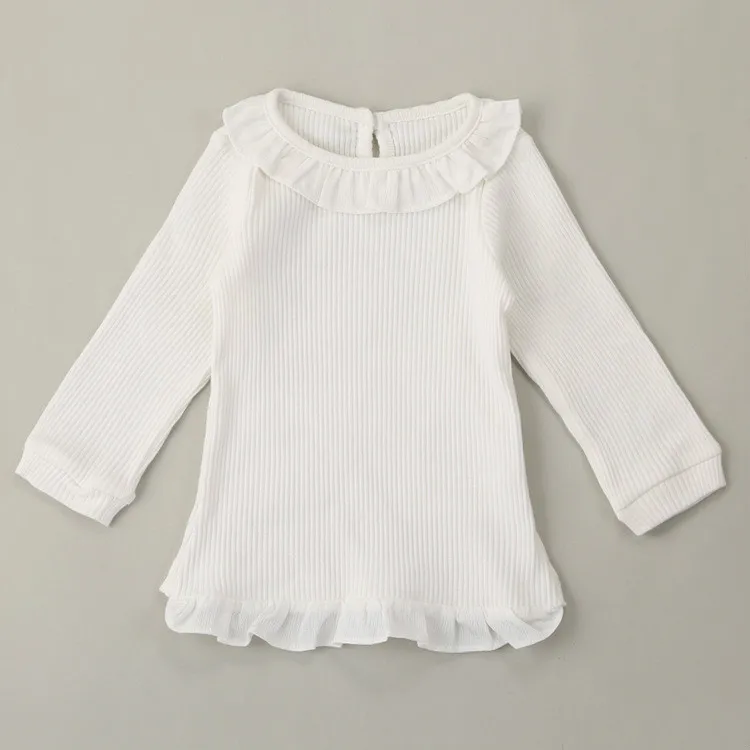 2017 New spring baby girls white t shirts girls cotton tees children