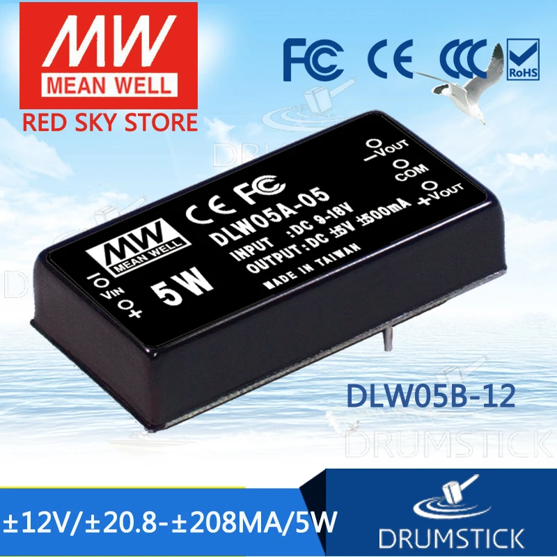 

MEAN WELL DLW05B-12 12V 208mA meanwell DLW05 5W DC-DC Regulated Dual Output Converter