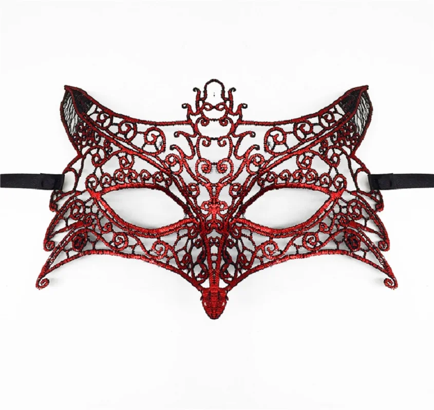 

Red Lace Wolf head Masks for Halloween Girls Women Sexy Lady Masquerade Party Fancy Dress Costume Carnival Terrible