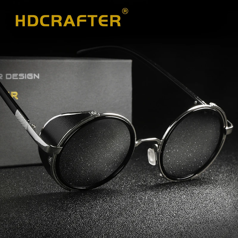 HDCRAFTER Винтаж Для женщин стимпанк Ретро Покрытие мужчин Круглые Солнцезащитные