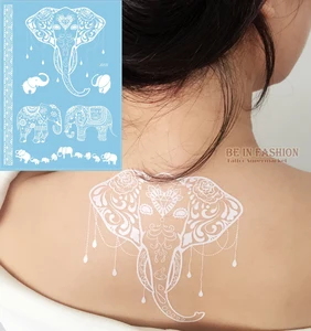 1 лист Flash белый Водонепроницаемый татуировки Для женщин белый Henna кружева ремень свадебное Красота браслет Временные татуировки Стикеры J018 на теле - изображение