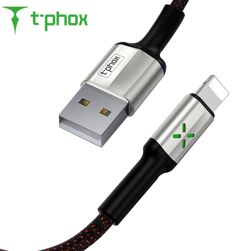 T-phox Интеллектуальный светодиодный осветительный usb-кабель для iPhone XS Max XR Xs
