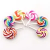 10 Uds. De arcilla polimérica espiral de arco iris cabujones de belleza piruleta kawaii caramelo Flatback para la decoración del teléfono DIY ► Foto 3/5