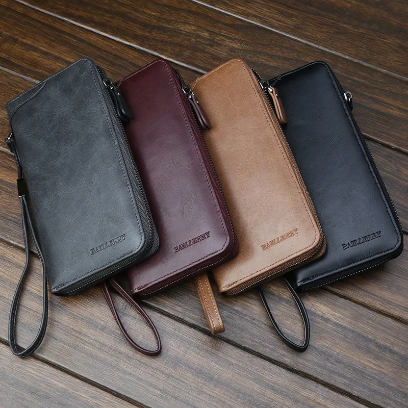 

Business fashion Large Capacity phone Multi card bit zipper men long wallet coin leather purse high quality 2019 vintage clutch