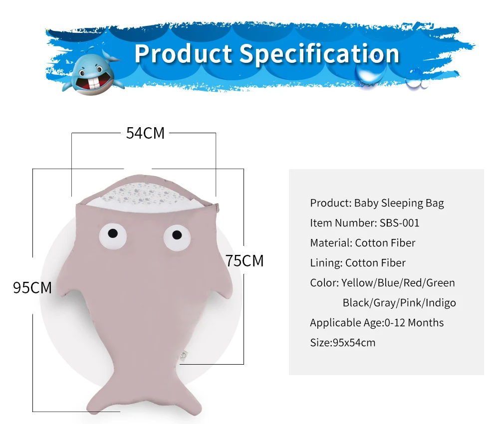 Insular Новое поступление милый мультяшный детский спальный мешок с акулой зимний детский спальный мешок теплое одеяло для пеленания