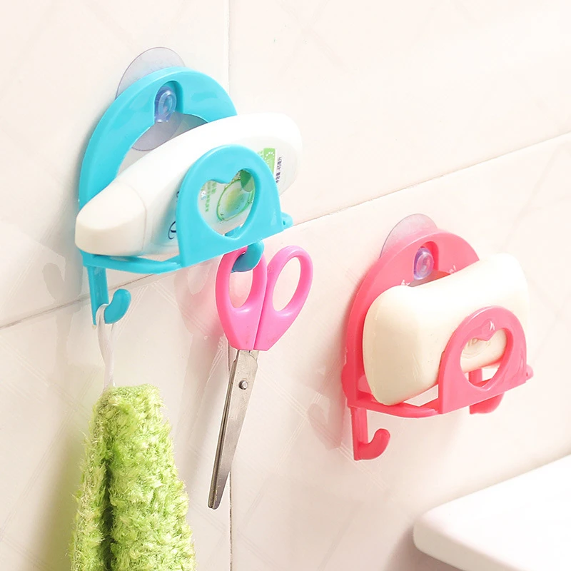 

1 PCS Multi-purpose Soap Dishes Kitchen Sponge Debris Rack Storage Kitchen Utensils Storage Box Holder Sucker Hanging Holder