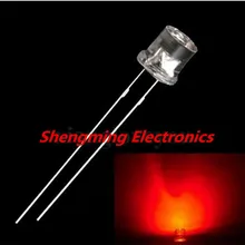 100 шт. 5 мм Flat Top Красный Широкий формат свет лампы LED ультра яркие светящиеся