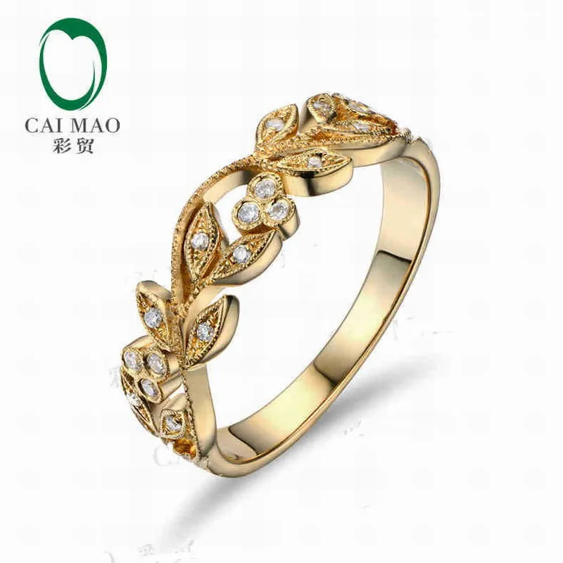 

CaiMao 14KT/585 Yellow Gold 0.13ct Full Cut Diamond Engagement Wedding Band Ring Jewelry