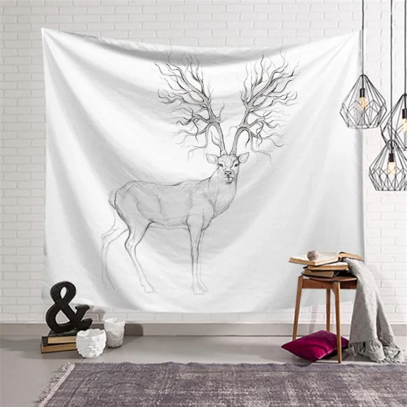 

Fashion Tapestry Wall Hanging Deer Pattern Decorative Beach Mat Home Decor Thin Blanket Tapestry w3-new-Lc-9