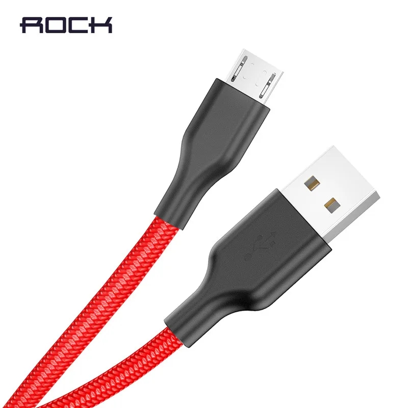 Кабель Micro USB Rock в нейлоновой оплетке 2 А кабель для быстрой синхронизации данных и