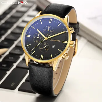 

Mens Watch Luxury Fashion Faux Blue Ray Glass Quartz Analog Watches With Calen erkek kol saati montre homme 2019 horloges mannen