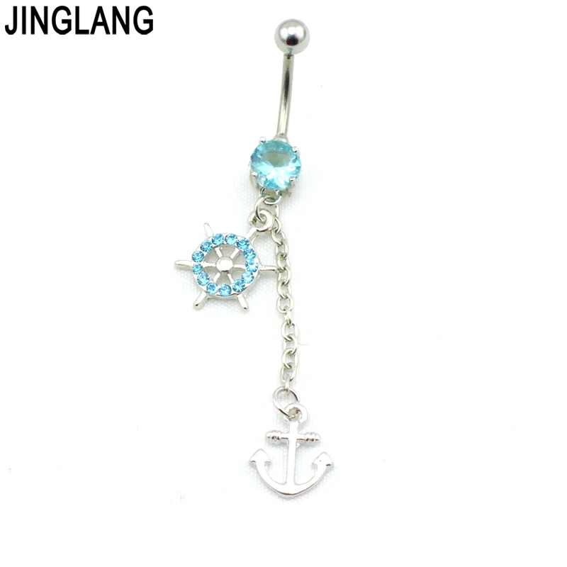 Free Shipping Fashion Belly Button Rings Stainless Steel Dangle Anchor