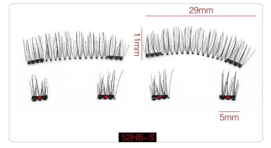 Genailish, 6D Магнитная Eyeashes с 2 магнит 6 шт./пара полный магнитная полоска ресницы с зеркалом и пинцет световой короб акриловые SCT06-1