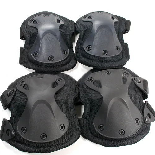 Тактические защитные наколенники для пейнтбола 4 шт. X-type Регулируемые защитные наколенники Военные Аксессуары для тренировок на открытом воздухе - Цвет: Black