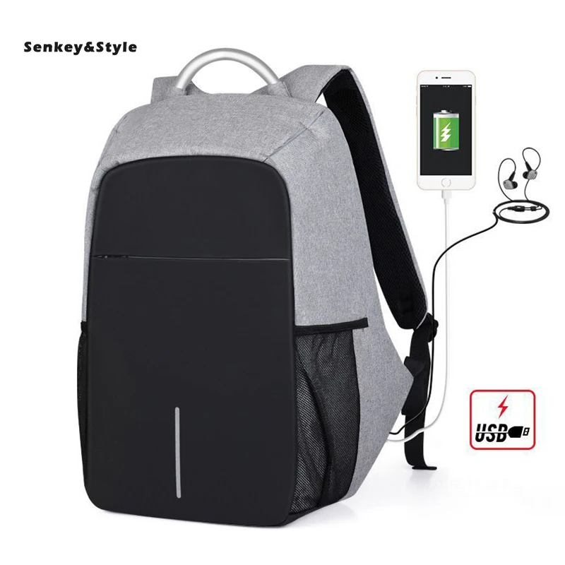 

Senkey &Style Burglar Luminous Backpack Men's Casual Large Capacity Laptop Backbag USB Multi-function Male Business Back Pack