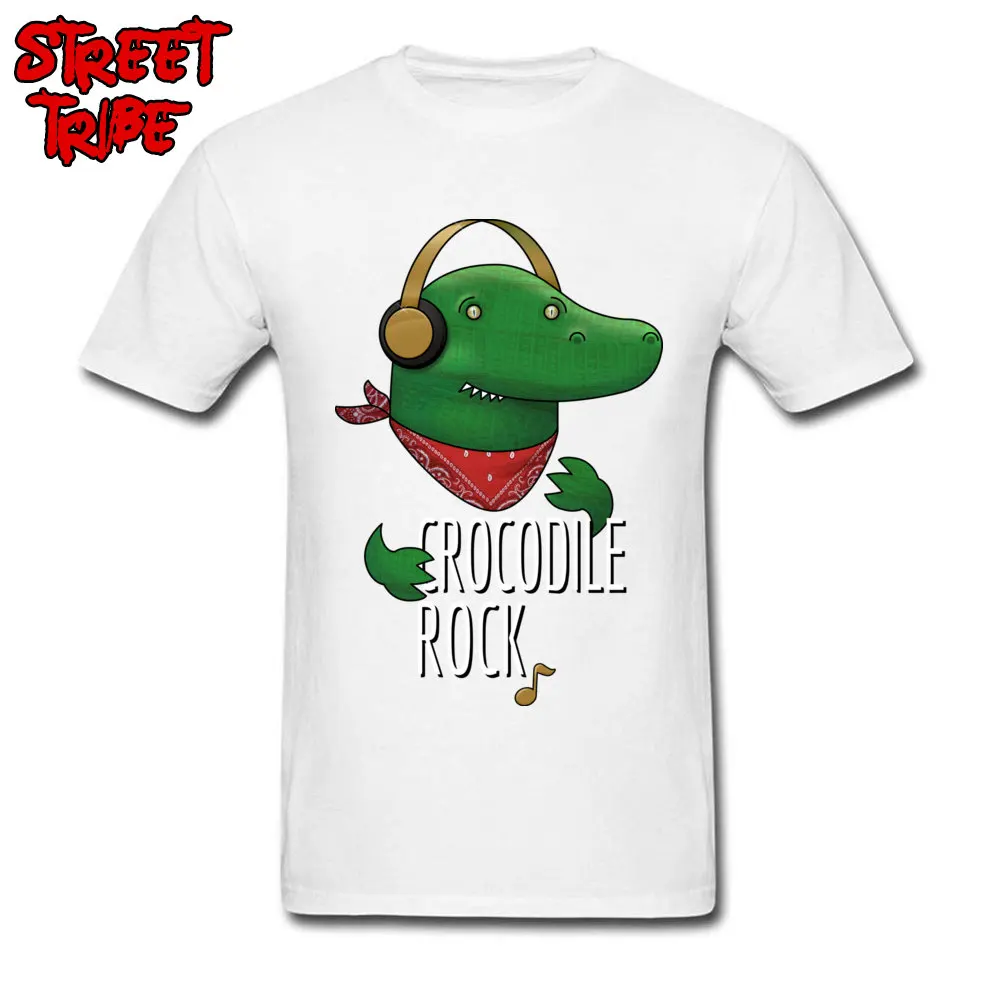 Crocodile rock Casual T-shirts for Men 100% Cotton Summer Autumn Tops Shirts Casual Tee-Shirt Short Sleeve Brand New Round Neck Crocodile rock white