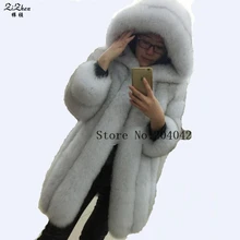 New Fashion Luxury Full Pelt Winter Warm Long Genuine Fox Fur Coat For Women Real Fox