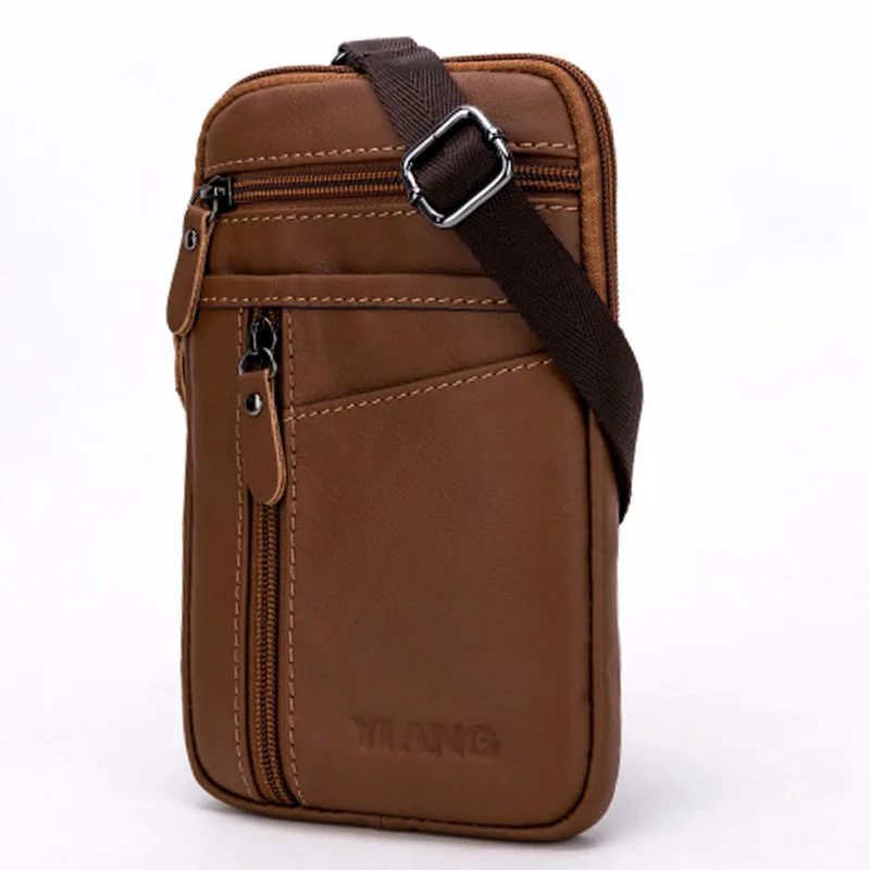 

Men Genuine Leather High Quality fashion Crossbody Shoulder Bag Belt hook Waist Fanny Pack Phone Cigarette Case Bag wallet New