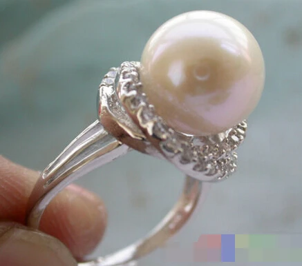 

00456 white ROUND PEARL mount RING