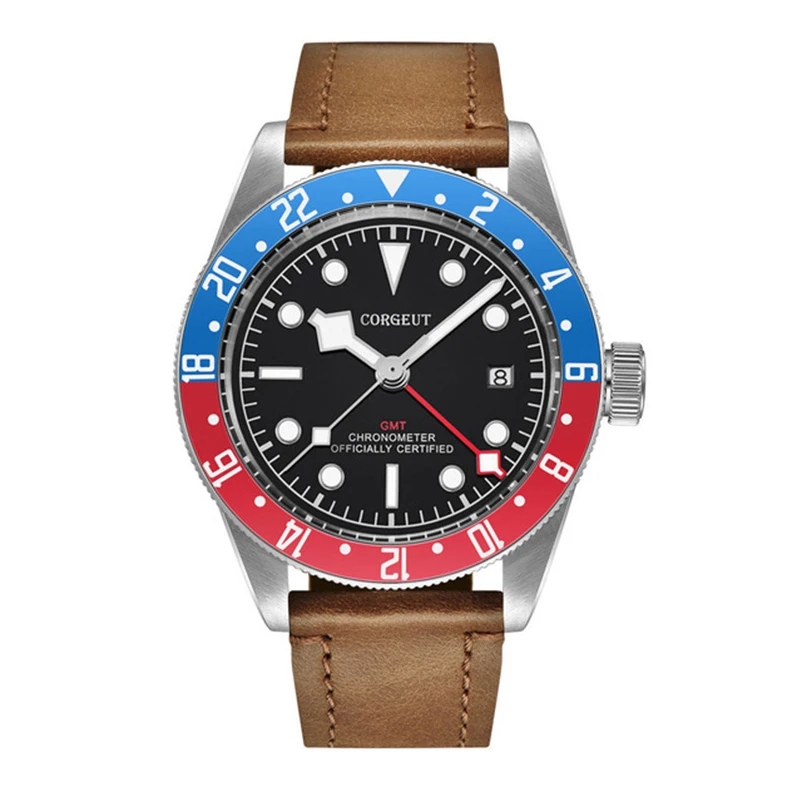 

Luxury Brand Schwarz Bay GMT Men Automatic Mechanical Watch Luminous Calendar Military Sport Swim Clock Leather Watches