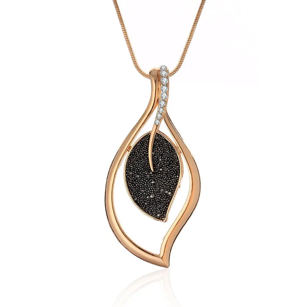 Винтажные ожерелья для женщин массивное длинное ожерелье Черный Кристалл Кулон со змеиной цепью модный свитер ювелирное изделие подарок - Окраска металла: kc gold