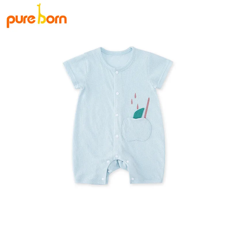 

Pureborn Summer Baby Girl Clothes Baby Boy Jumpsuit Newborns Costumes Cotton Cute Fruit One-pieces Coveralls Mesh Breathable New