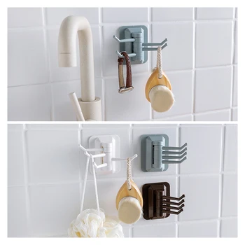 

1Pcs 3KG Seamless Adhesive Hook Bathroom Kitchen Rotatable Strong Stick Hooks Wall Hanging Door Clothes Towel Handbag Holder