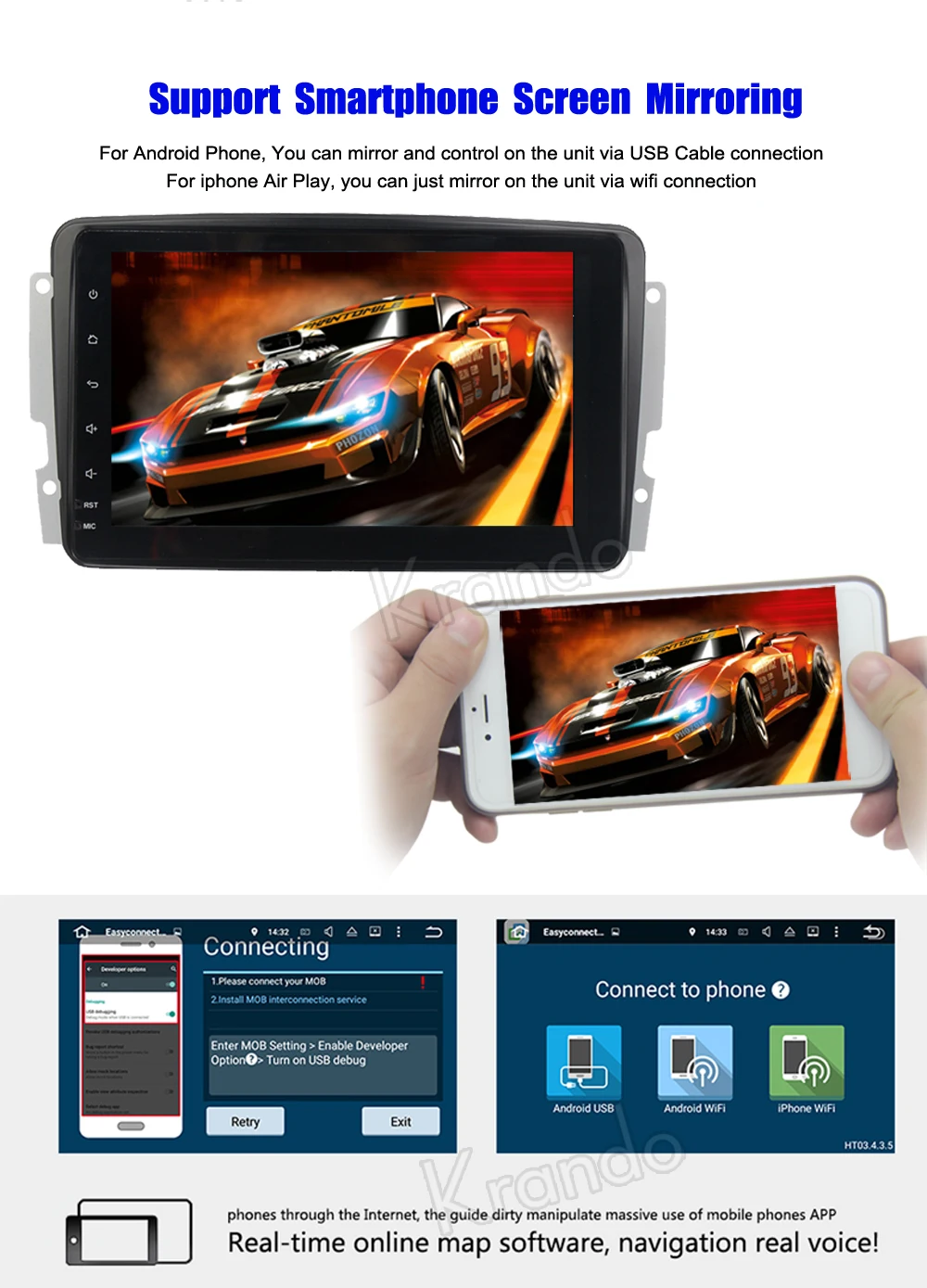 krando android car radio gps for benz W203 navigation multimedia system&nbsp; (5)