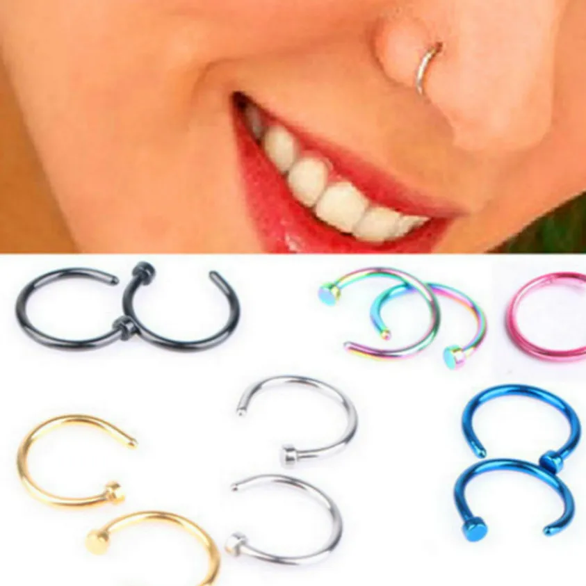 

828 Hot New Fashion Fashion Fake Septum Medical Titanium Nose Ring Piercing Silver Gold Body Clip Hoop For Women Girls Kawaii