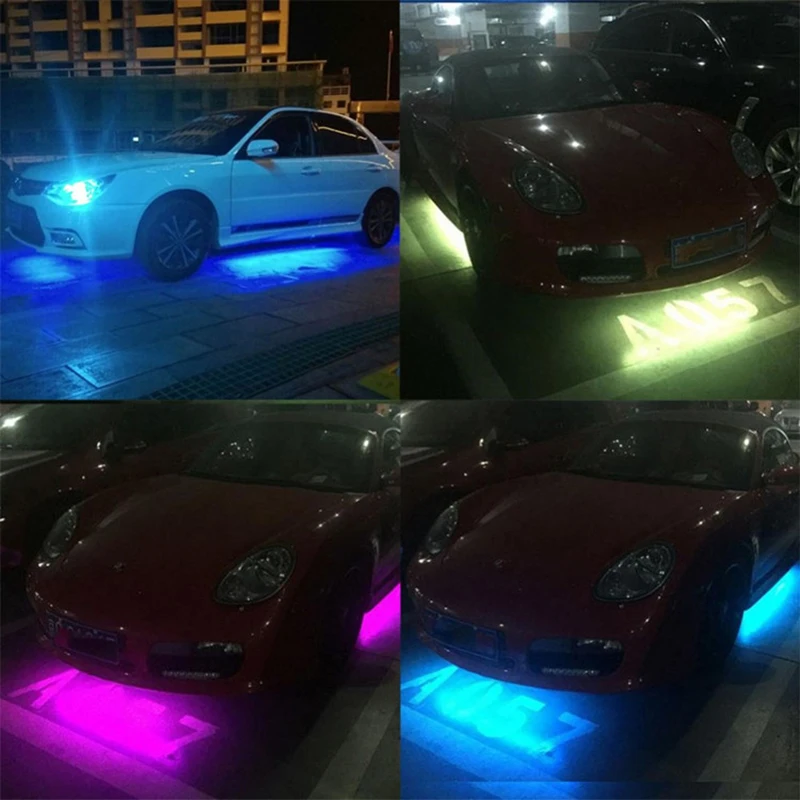 4 шт. RGB светодиодный комплект неоновых огней для подвешивания автомобиля со