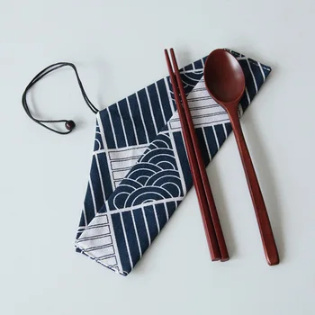 

Janpan Style Portable Tableware Bags Storage Bags for Chopstick Spoon Fork Traveling Cutlery Cotton Cloth Bag