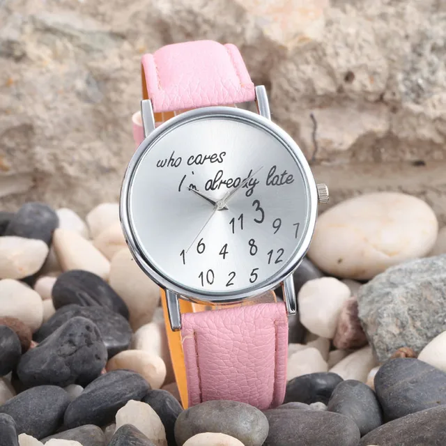 New Fashion Women Men Leather Casual Dress Watch Who Cares I'm Already Late Anal New Fashion Women Men Leather Casual Dress Watch Who Cares I'm Already Late Anal