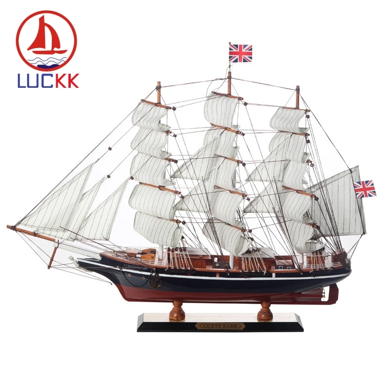 

LUCKK 65CM CUTTY SARK Mediterrean Style Wooden Model Ships Home Interior Decoration Creative Wood Crafts Nautical Souvenir Gift