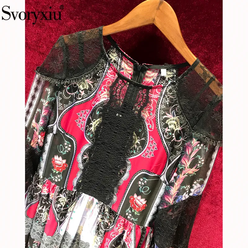Robe Svoryxiu D'été Noir Mode Longues 2019 Multi Pour Imprimé Manches De Créateur Dentelle Maxi Vacances Partie Vintage Robes Folk Femmes qSzVpGMU