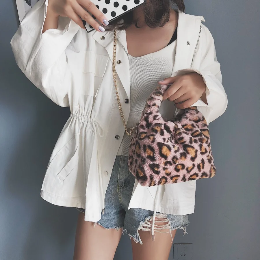 Sac Sacs rose Marron Fourrure Bandoulière 2018 jaune Mini Faux Seau Lady Petit Messenger Léopard Main Épaule Pour Imprimé Chaîne Femmes À CntnqHPx