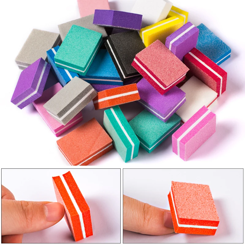 

50Pcs/set Colorful Pink Form Nail Buffers File For UV Gel White Nail File Buffer Block Polish Manicure Pedicure Sanding Nail Art
