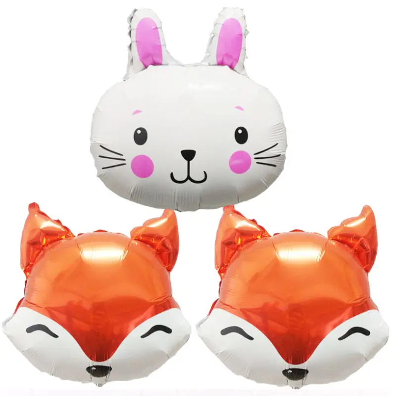 

5pcs 18inch animal head foil balloons Fox rabbit toy birthday party decorations balls kids lovely toy baby shower party supplies