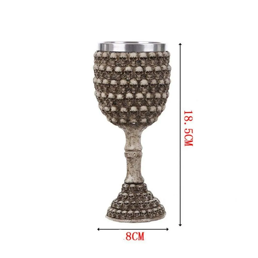 Ужас Crypt 3D Talon череп и позвоночник Кубок из смолы StainlessSteel лайнер чашка для дома
